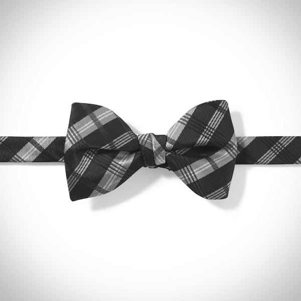 Black Plaid Pre-Tied Bow Tie
