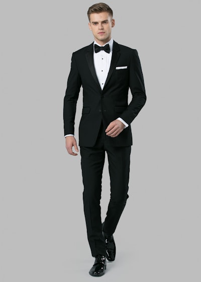 Black Notch Lapel Tuxedo | Menguin | Black Tuxedo Rental