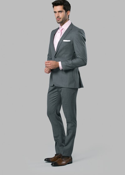 Pink Tie Grey Wedding Suits For Groom And Groomsmen Steel Gray
