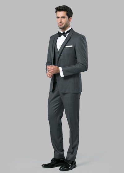 Light Gray Suit White Shirt Black Tie Gray Suit With Bow Tie And