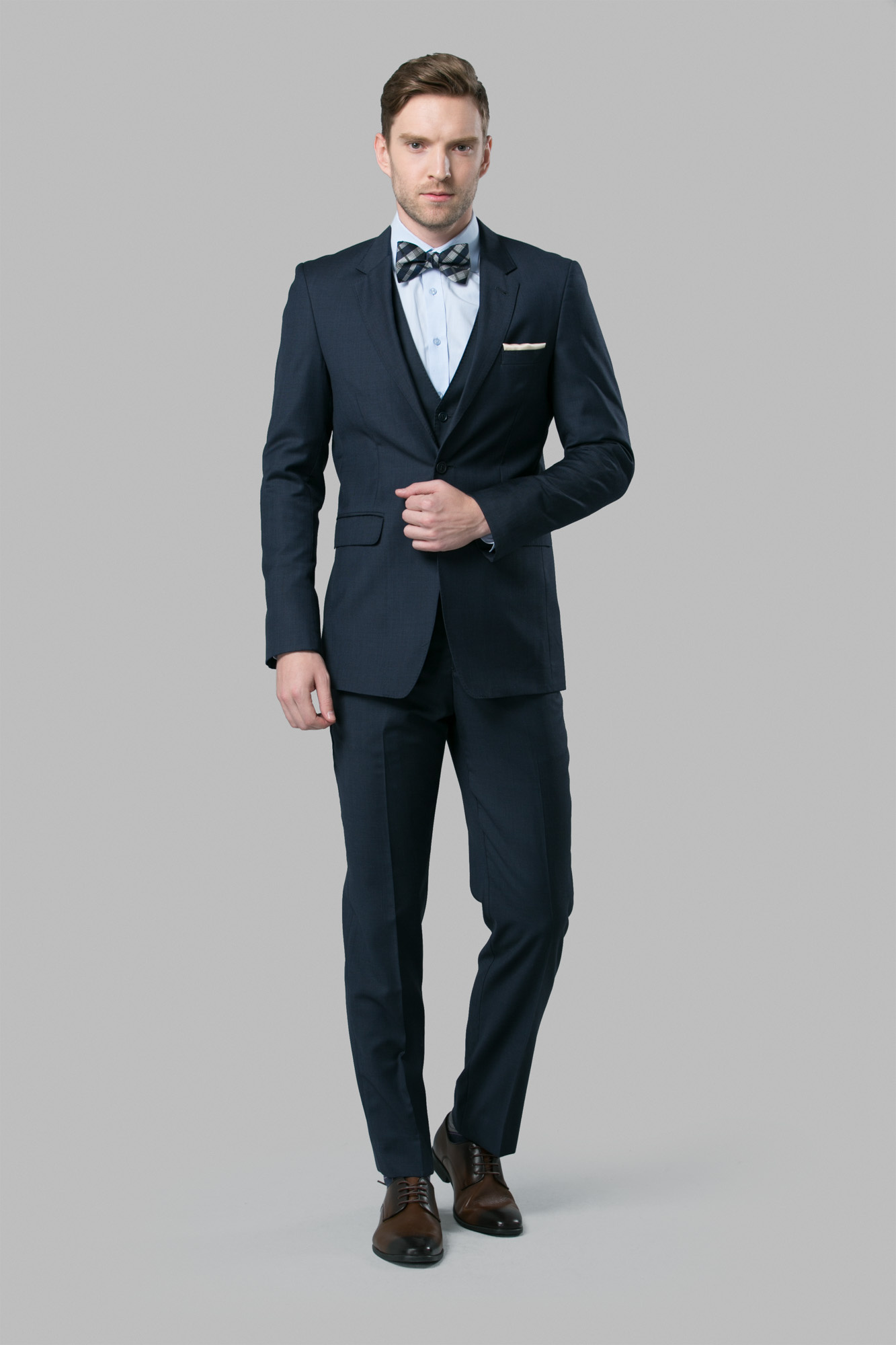 Peak Lapel One Button Wedding Groomsmen Navy Blue Tuxedo Suits for Men –  classbydress
