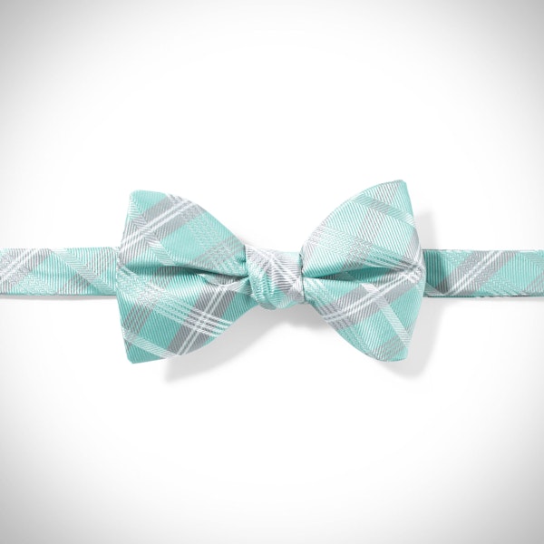 Tiffany Blue Plaid Pre-Tied Bow Tie