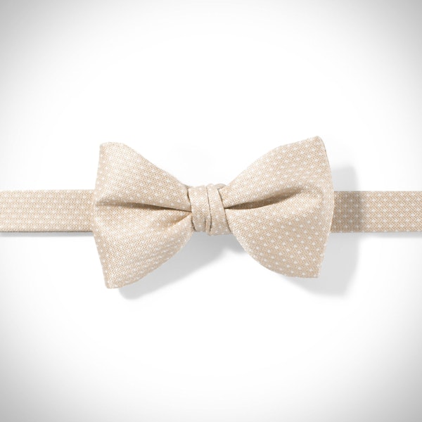 Champagne and White Pin Dot Pre-tied Bow Tie