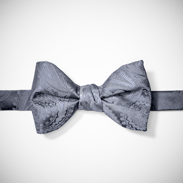 Pewter Paisley Pre-Tied Bow Tie