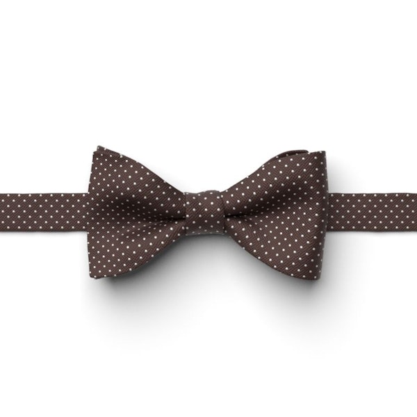 Chocolate Pin Dot Pre-Tied Bow Tie