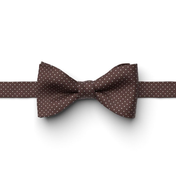 Chocolate Pin Dot Pre-Tied Bow Tie