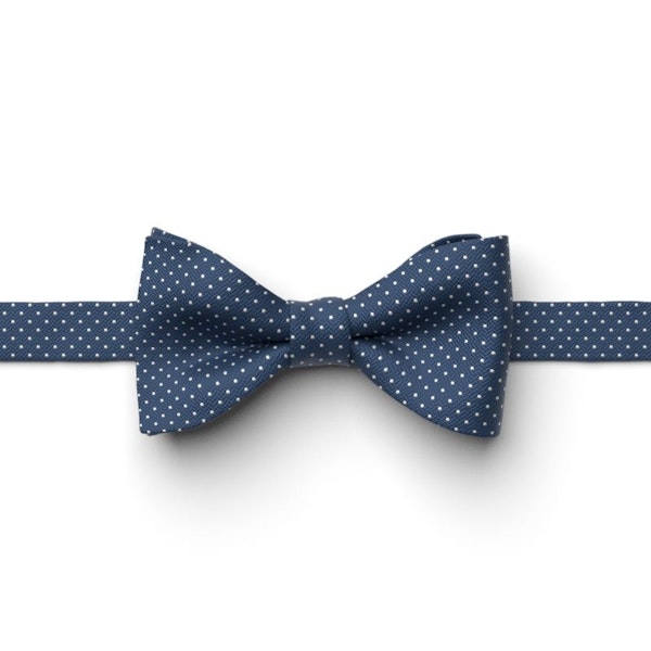 Indigo Pin Dot Pre-Tied Bow Tie
