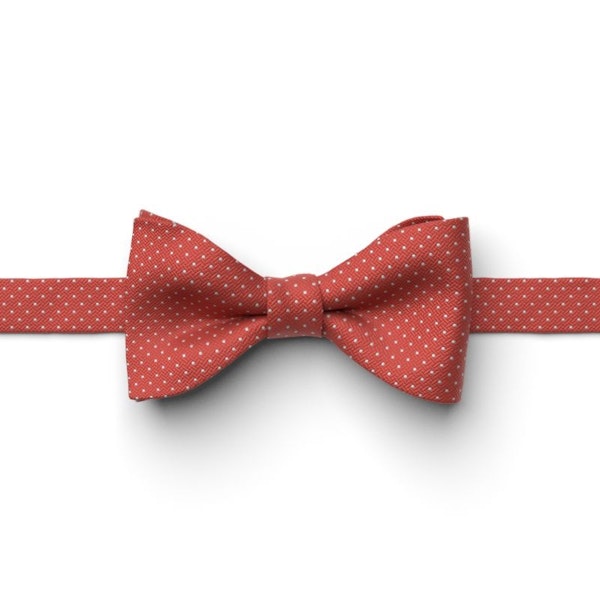 Persimmon Pin Dot Pre-Tied Bow Tie
