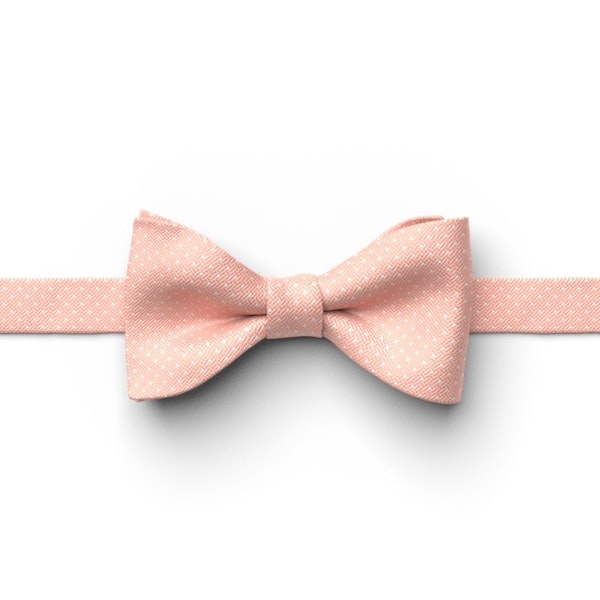 Salmon Pin Dot Pre-Tied Bow Tie