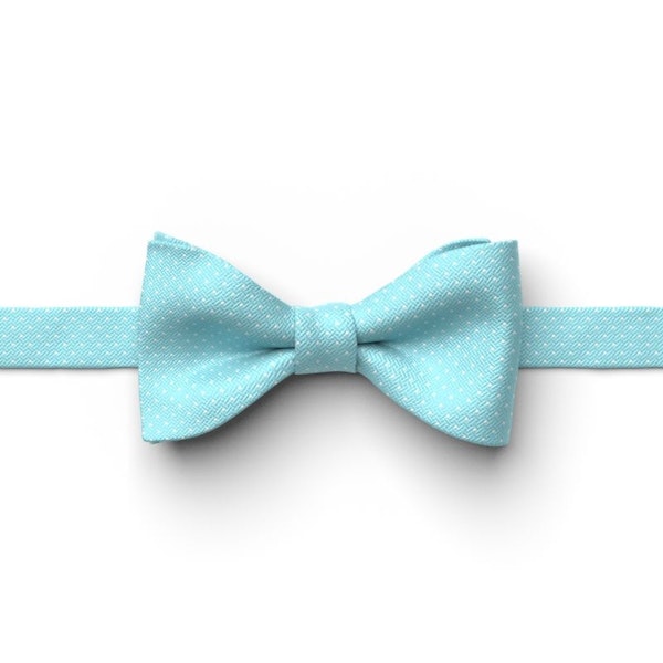 Turquoise Pin Dot Pre-Tied Bow Tie