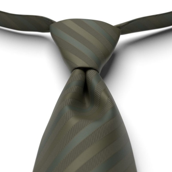 Olive Pre-Tied Striped Tie