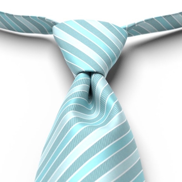 Turquoise Pre-Tied Striped Tie