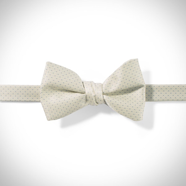 Ivory and White Pin Dot Pre-tied Bow Tie